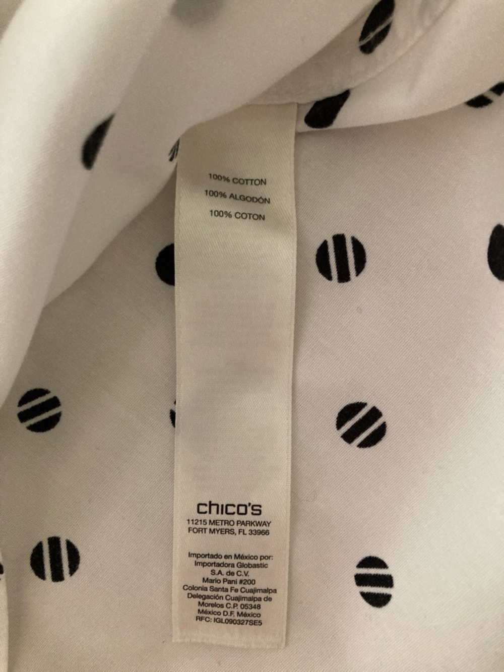 Chico's White Button-Down Shirt with Black Polka Dots - Picture 7 of 12